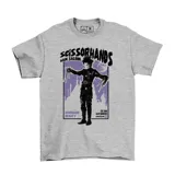 Remera blanca de algodón con estampado de la película "El joven manos de tijera".