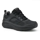Championes Skechers Relaxed Fit D'Lux Walker color negro, para hombre. Capellada de malla y cuero sintético, plantilla Air-Cooled Memory Foam y entresuela Skech-Foam.