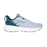 Championes de running 361° color celeste con detalles en azul y naranja. Cuentan con tecnología ENRG-X en la entresuela y tejido de malla transpirable.