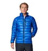 Campera inflable azul de Columbia Titanium, con cierre frontal, bolsillos laterales y logo de la marca en el pecho.