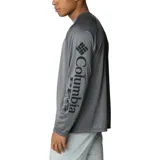 Remera gris de manga larga Columbia Terminal Tackle con logo en el pecho y estampado en la manga.