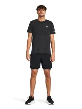 Short de running Under Armour Launch 7 2N1, color negro, con calza interior ajustada y logo reflectivo en la pierna derecha.