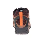 Bota de senderismo Merrell Yokota 2 Mid WP color marrón, con detalles en negro y naranja. Fabricada con gamuza y malla resistente a la abrasión, con membrana impermeable y suela de goma.