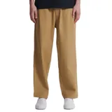 Pantalón color mostaza de twill de algodón, corte recto, con cintura fija y pinzas frontales.