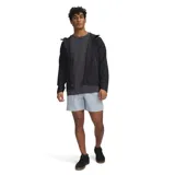 Short deportivo azul con cintura elástica negra, bolsillos laterales con cierre y logo de la marca en la pierna izquierda.