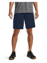 Short deportivo Under Armour Tech Mesh, color azul marino, de corte holgado y largo hasta la rodilla. Presenta un pequeño logo blanco en la pierna izquierda.