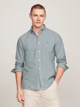 Camisa de corte regular de algodón Oxford con diseño de cuadros Vichy, cuello con botones y detalles de Tommy Hilfiger.