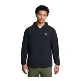 Campera Under Armour Vibe Woven Windbreaker negra con capucha, cierre frontal completo y logo de la marca en el pecho.