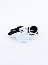 Set de 24 colitas elásticas para el pelo, mitad blancas y mitad negras.