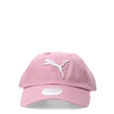 Gorra rosa de algodón con logo de Puma bordado en blanco en el frente.