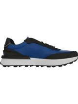 Zapatillas Tommy Jeans Essential de running, color azul con detalles en negro y blanco. Presentan el logo de la marca en el lateral y suela dentada.
