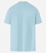 Remera celeste de algodón con cuello redondo y manga corta. Estampa de rosa de los vientos en acuarela en el frente.