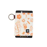 Billetera Thread Elastic Wallet con estampado de motivos playeros en tonos naranja y blanco. Incluye llavero.