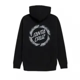 Canguro negro con capucha y bolsillo frontal, con logo de Santa Cruz en el pecho.