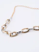 Cadena de eslabones grandes combinados en dorado y plateado.