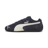 Championes Puma Speedcat OG de gamuza azul marino con detalles en blanco, incluyendo el logo de Puma en el lateral y la puntera.