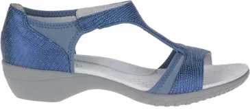 Sandalias Hush Puppies color gris con detalles en verde agua, con suela liviana y flexible.