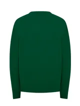 Sweater azul marino de lana con cuello en V.