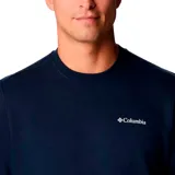 Buzo negro de cuello redondo con logo de Columbia estampado en el pecho. Puños y dobladillo acanalados.