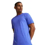 Remera deportiva Puma Run Favorite Heather de poliéster color violeta jaspeado, con cuello redondo y logo estampado en el pecho.
