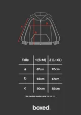 Hoodie con cierre color crema y mangas marrones, corte boxy, estampado con serigrafía.