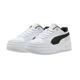 Championes Puma Rebound Femme Low de cuero sintético blanco con detalles en negro.