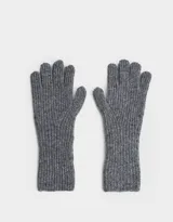 Par de guantes tejidos color gris con puños largos.