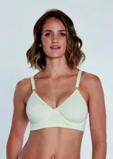 Soutien de microfibra color blanco, sin costuras, con aro y breteles regulables.
