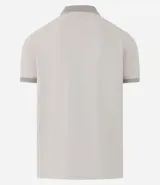 Polo de manga corta color beige, confeccionada en algodón con cuello jacquard y ribete en las mangas.