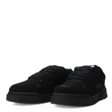 Championes de gamuza color verde militar, con detalles en marrón y blanco.