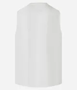 Musculosa de algodón color blanco crudo, corte comfort, con cuello redondo y un pequeño estampado central que dice "Traveler" con una palmera.