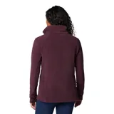 Buzo polar blanco de mujer, con cuello alto y cierre de media cremallera.