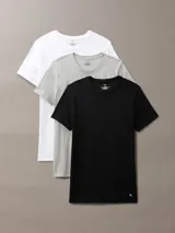 Pack de tres remeras blancas de algodón de cuello redondo con logo bordado en el dobladillo.