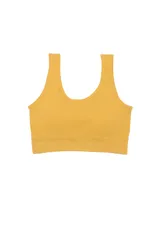 Bralette deportivo color ladrillo, de tejido acanalado.