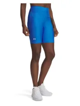 Calza corta de ciclismo Under Armour Tech Bike Short, color azul eléctrico, con cintura alta y logo estampado en la pierna izquierda.