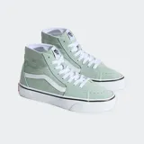 Championes de caña alta Vans SK8-Hi Tapered Stackform color verde claro, con detalles en blanco. Confeccionados en gamuza y lona, con plataforma blanca y suela waffle.
