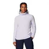 Buzo polar blanco de mujer, con cuello alto y cierre de media cremallera.