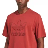Camiseta de algodón color ladrillo con logo Adidas Trefoil y texto bordado en el mismo tono.