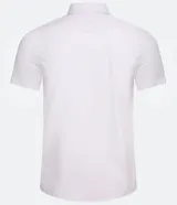 Camisa de hombre de manga corta, color blanco, con cuello abotonado y corte slim fit.