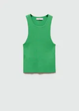 Musculosa verde de punto fino con cuello redondo y tirantes anchos.
