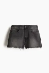 Short de denim color gris oscuro, de tiro alto, corte relajado y cinco bolsillos.