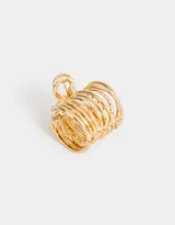 Broche metálico plateado para el pelo, tipo cuff.