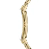 Reloj Skagen Signatur con caja dorada de acero inoxidable y esfera azul con agujas doradas. La correa es de acero inoxidable dorado con eslabones.