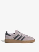 Zapatillas Adidas Handball Spezial color lila con detalles en azul marino y suela de goma color caramelo.