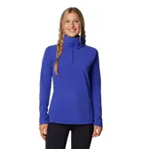 Buzo polar celeste de mujer, marca Columbia, modelo Glacial IV. Cuenta con cuello alto blanco con cierre de media cremallera.