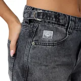 Pantalón de jean de corte ancho, color gris oscuro con efecto lavado.