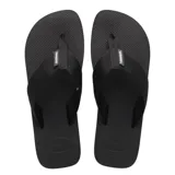 Sandalias Havaianas Urban Basic negras con tira ancha de tela y plantilla texturizada.