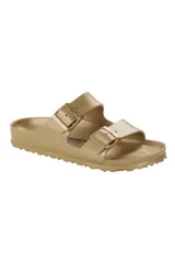 Sandalias Birkenstock Arizona Eva color dorado, con dos correas ajustables con hebilla.