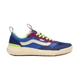 Zapatillas Vans UltraRange EXO SE de caña baja, con capellada de tela y gamuza en tonos azul, violeta y amarillo. Presentan la Sidestripe lateral en color crema, cordones amarillos y suela de goma color caramelo.