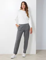 Pantalón de yoga azul marino, de corte recto y cintura elástica.